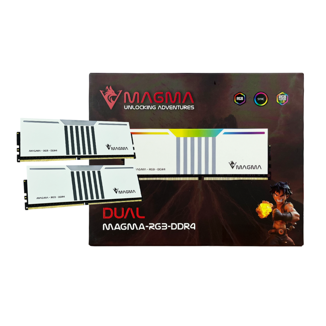 MEMOIRE MAGMA DUAL RGB WHITE 16GB (8GBX2) DDR4 PC3200MHZ
