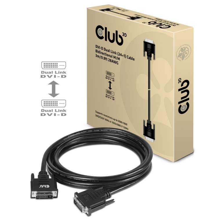 CABLE CLUB 3D CAC-1223 - DVI TO DVI-D DUAL LINK CABLE 3M