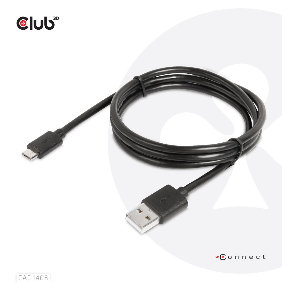 CABLE CLUB 3D CAC-1408 - USB TYPE A MALE TO USB Micro MALE CABLE 1METER / 3.28FEET