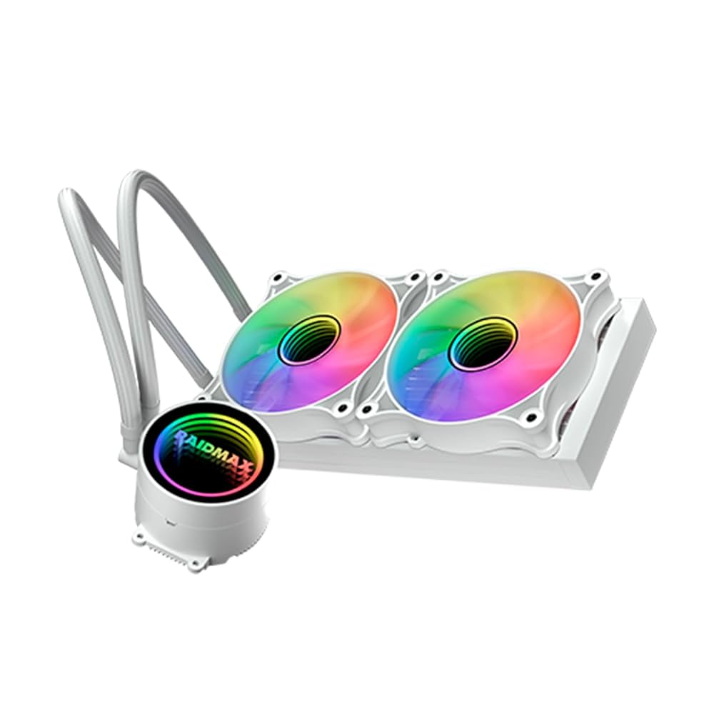 Système de refroidissement liquide Raidmax 240mm LS240WT blanc avec éclairage ARGB en Algérie