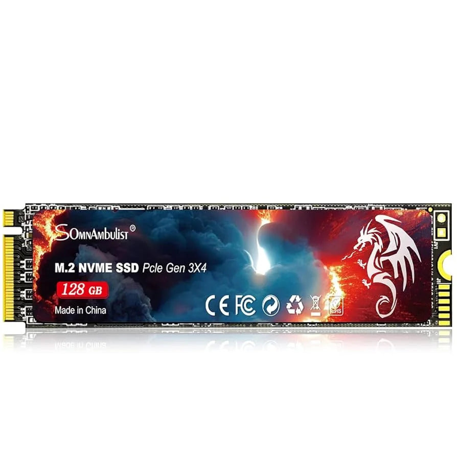 Disque SSD SOMNAMBULIST 128 Go NVMe – lecture 2.6 Go/s, écriture 1.6 Go/s