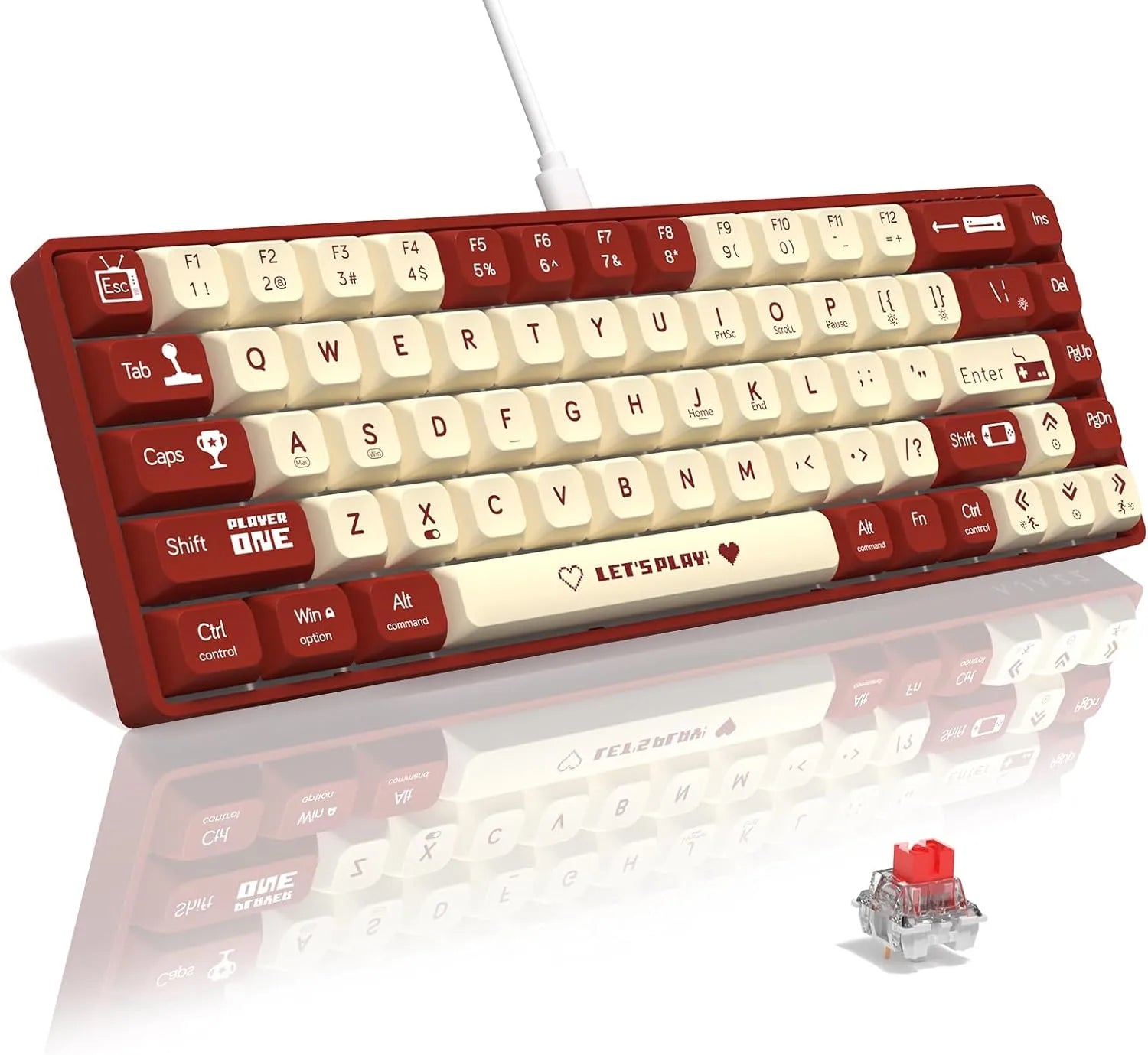 Clavier mécanique AJAZZ AK680 Red & White avec switchs rouges, 98 touches compact