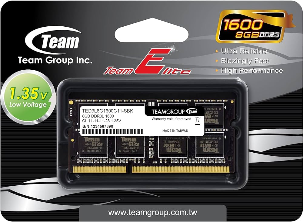 MEMOIRE PC PORTABLE TEAMGROUP 8GB PC1600 DDR3 LOW 1.35V