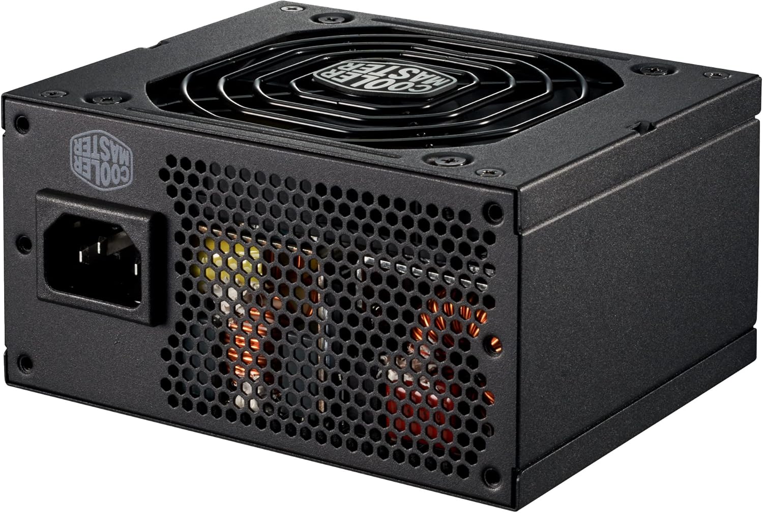 Arrière du bloc Cooler Master V1300 1300W SFX 80+ Platinum avec grille et connecteurs, garantissant une installation facile et une excellente circulation d’air.