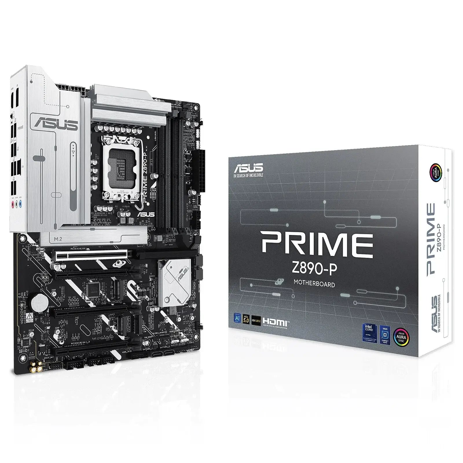 Carte mère ASUS PRIME Z890-P DDR5 LGA1851 avec PCIe 5.0, M.2 NVMe et alimentation 14+1 phases.