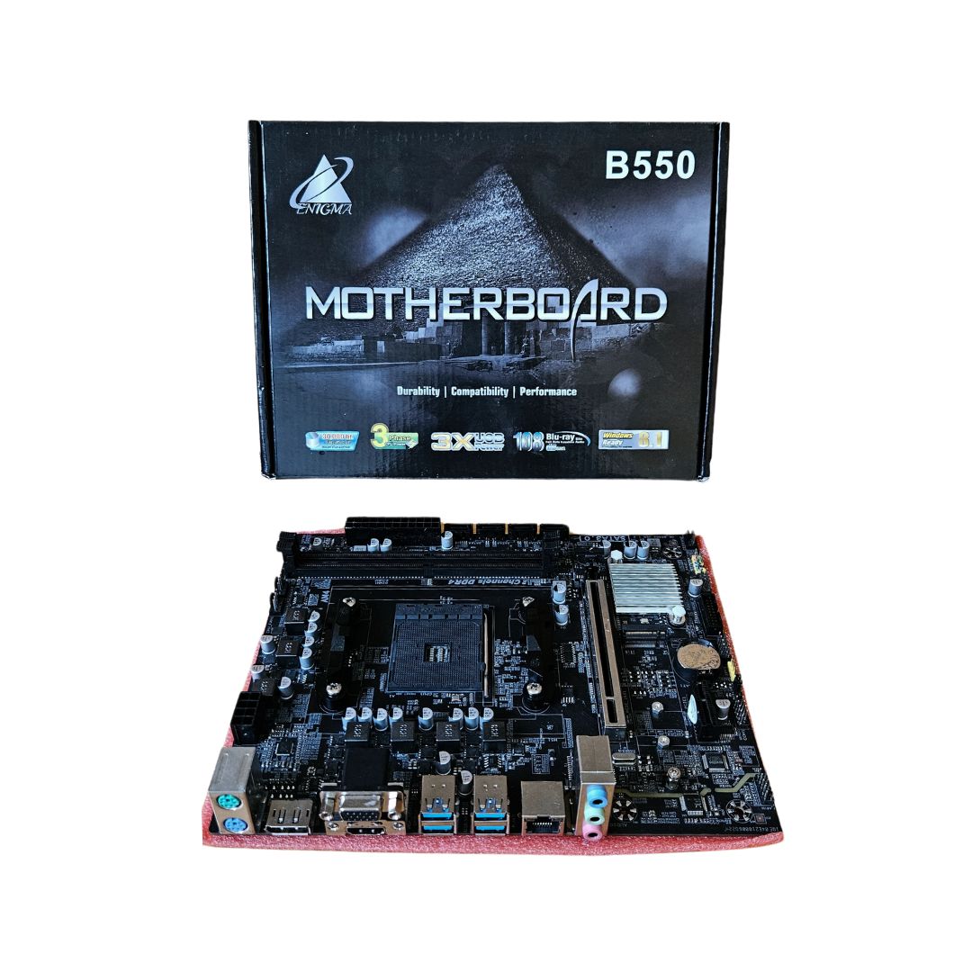 Carte mère ENIGMA B550 AM4 DDR4 micro-ATX compatible Ryzen avec support DDR4 et M.2 NVMe.