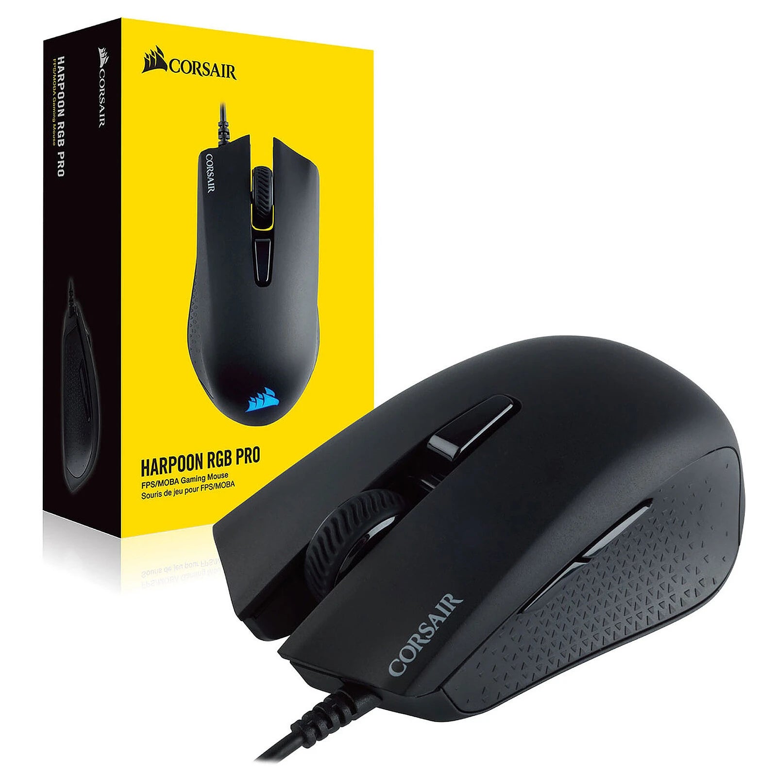 Souris gaming CORSAIR HARPOON RGB PRO – Capteur 12000 DPI, RGB personnalisable, design ergonomique léger
