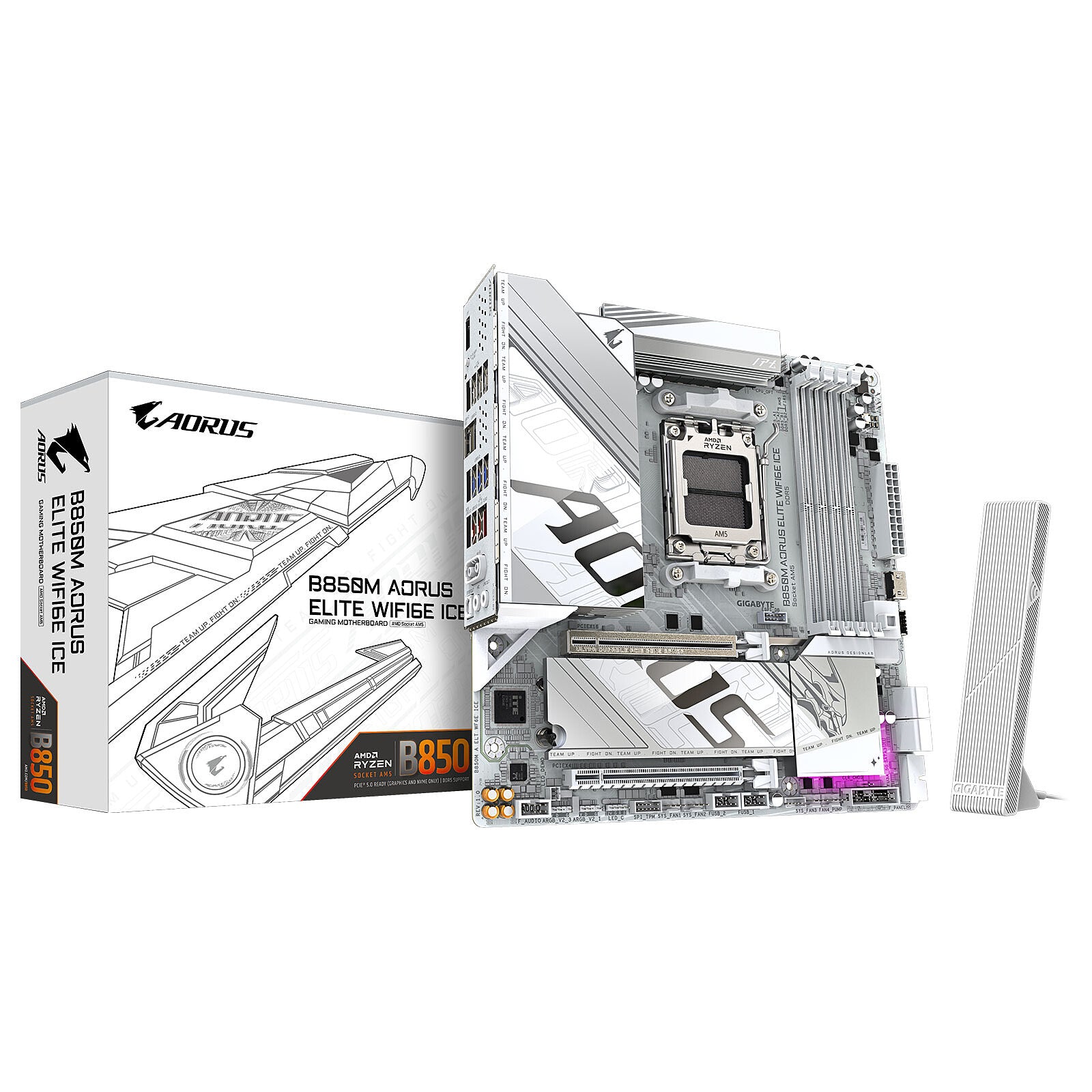 CARTE MERE GIGABYTE B850M AORUS ELITE WIFI6 WHITE ICE AM5