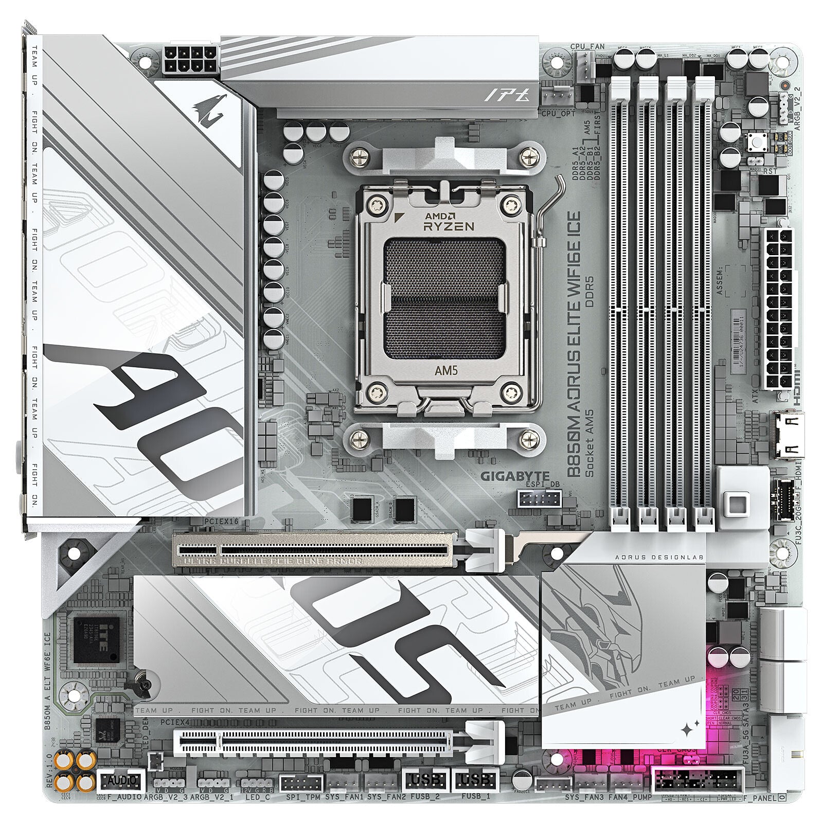 CARTE MERE GIGABYTE B850M AORUS ELITE WIFI6 WHITE ICE AM5