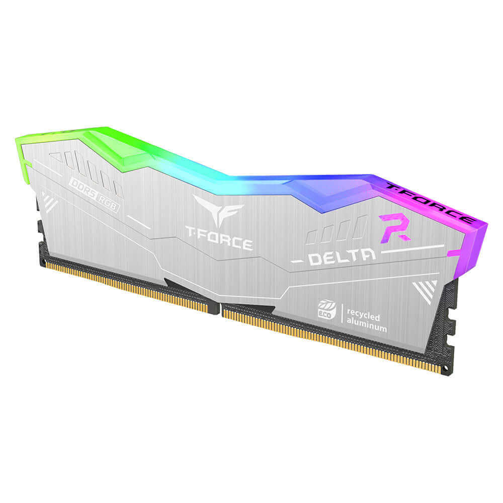 MEMOIRE DDR5 16GB TEAMGROUP T-FORCE DELTA RGB ECO SILVER  PC6400MHZ