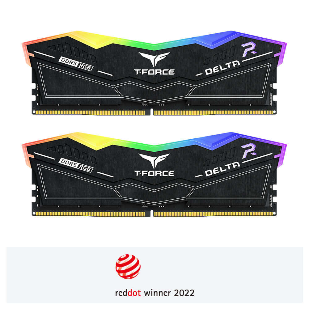 MEMOIRE DDR5 32GB KIT 16GBX2 TEAMGROUP T-FORCE DELTA RGB BLACK  PC6400