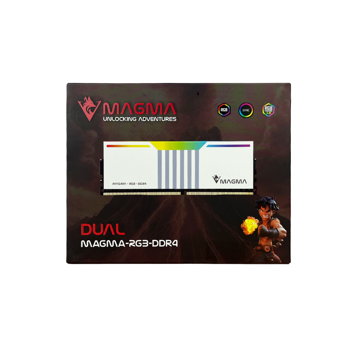 MEMOIRE MAGMA DUAL RGB WHITE 16GB (8GBX2) DDR4 PC3200MHZ