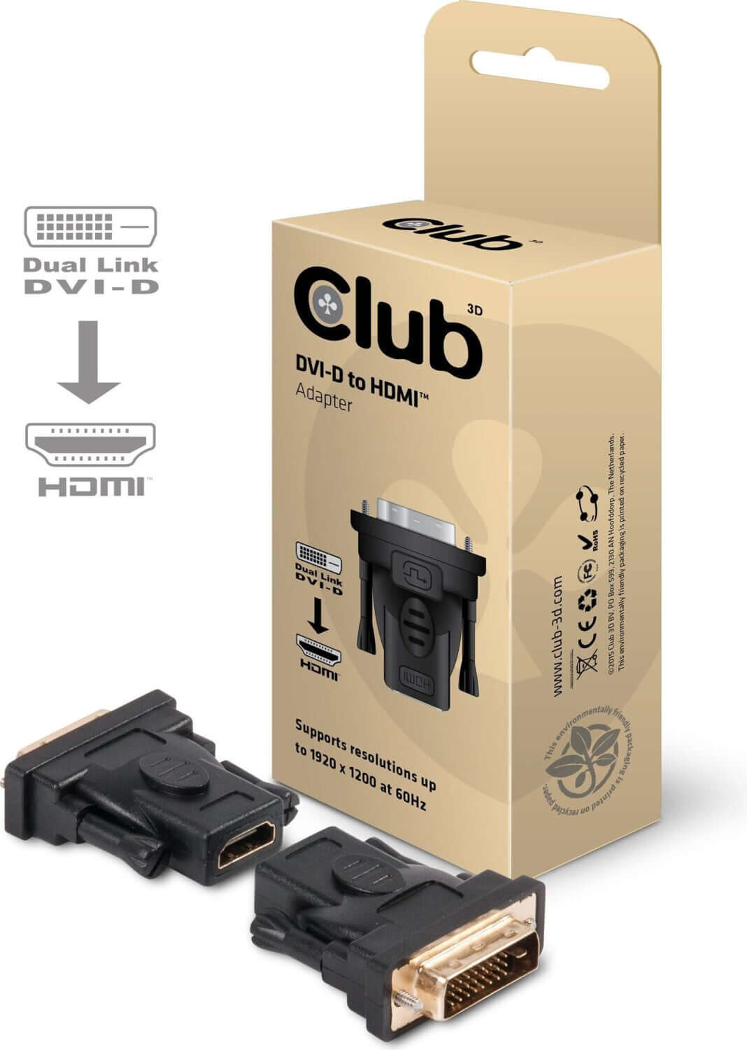 ADAPTATEUR CLUB 3D CAA DMD>HFD3 -  DVI-D (24+1 PIN) MALE TO HDMI 1.3 FEMALE