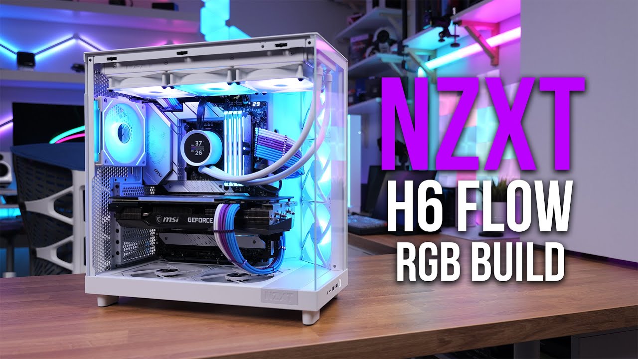 Boîtier gaming NZXT H6 Flow RGB blanc avec watercooling et éclairage RGB