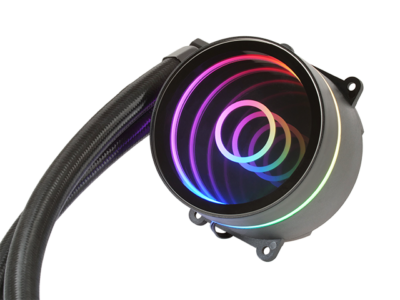 Pompe et tuyaux du Watercooling Mars Gaming ML-ONE 240 Black FRGB, détails techniques.