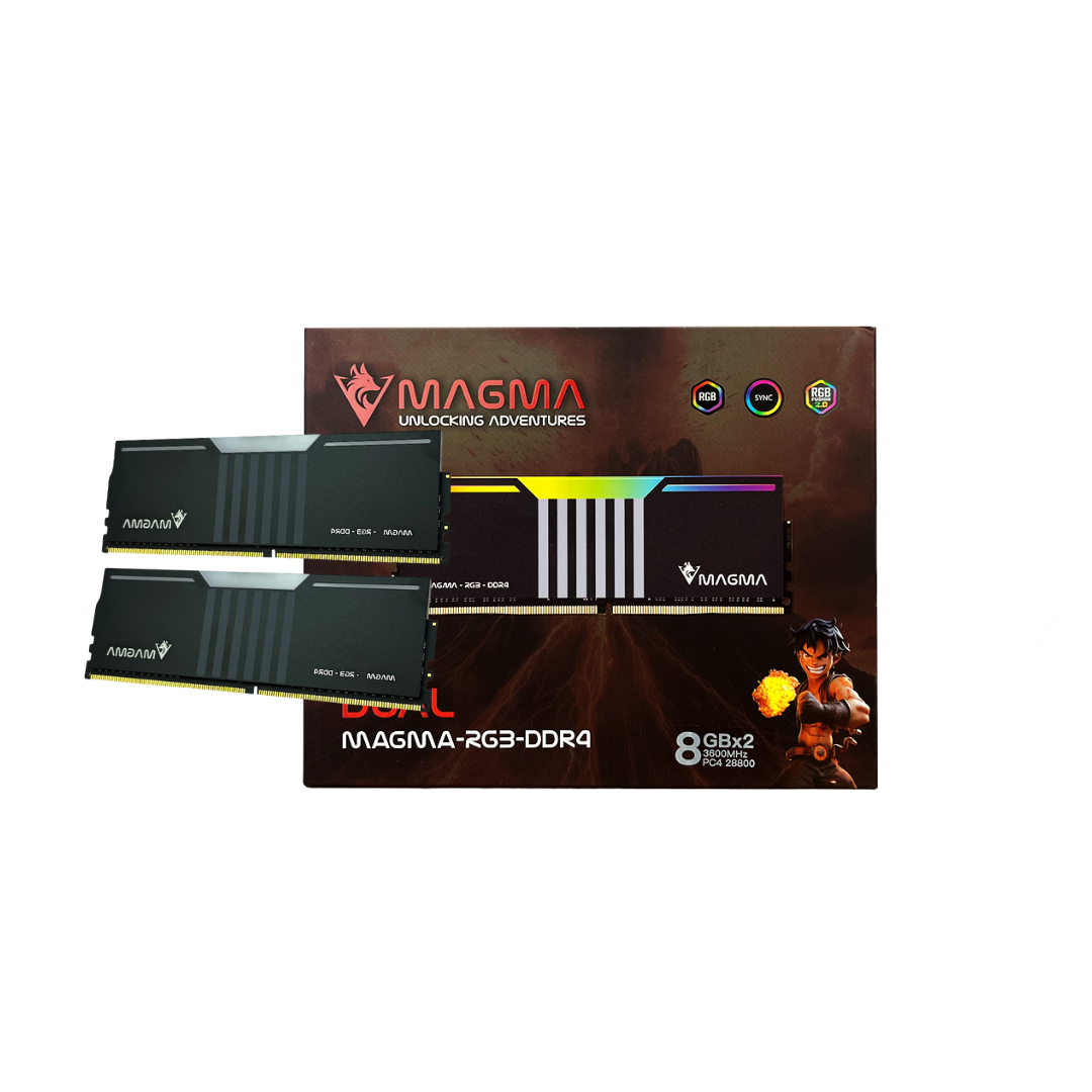MEMOIRE MAGMA DUAL RGB BLACK 16GB (8GBX2) DDR4 PC3600MHZ