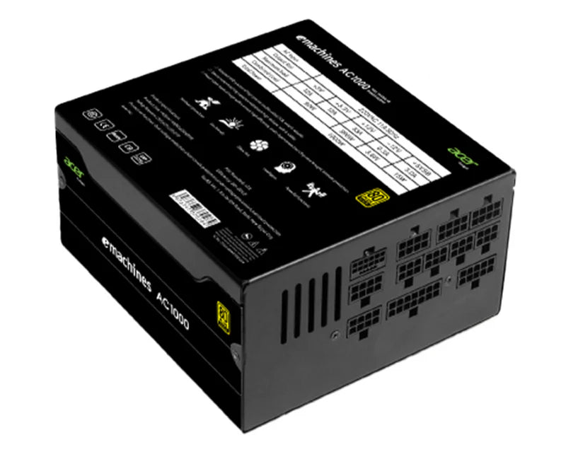 Câbles modulaires fournis avec l’alimentation ACER 1000W 80+ Gold, permettant une gestion parfaite des câbles et un montage propre pour PC gaming ou station de travail.