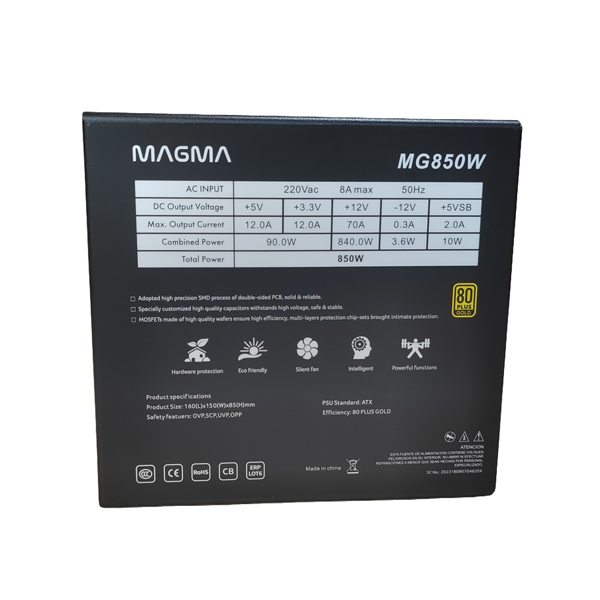 ALIMENTATION MAGMA 850WATTS BLACK 80+ GOLD FULL MODULAR