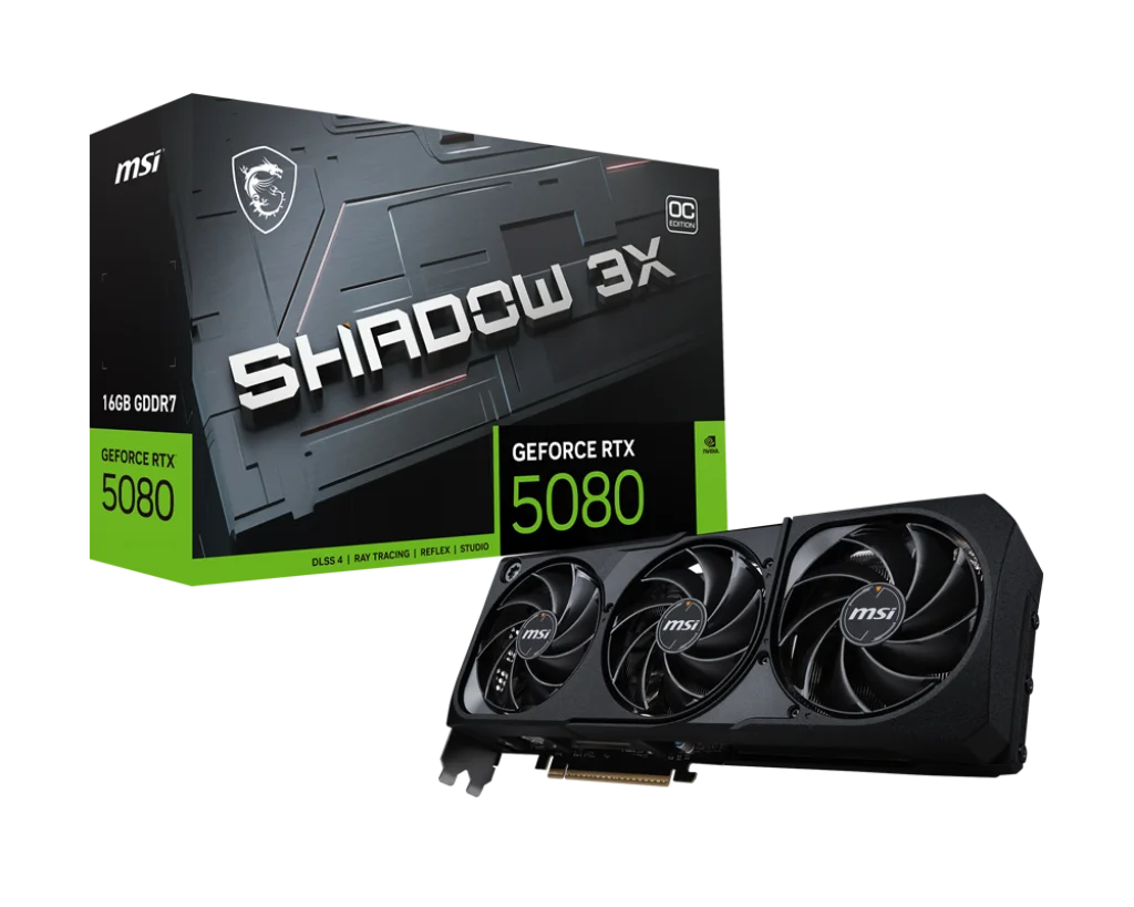 CARTE GRAPHIQUE MSI  RTX5080 16G SHADOW 3X OC 16GB GDDR7 BLACK
