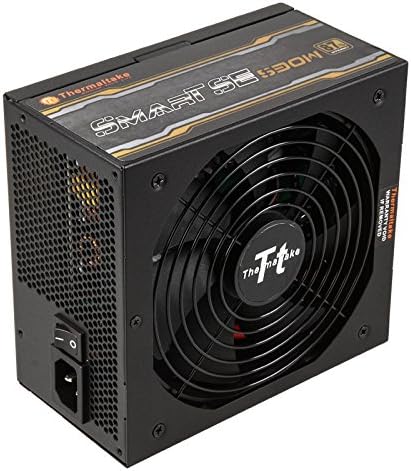 Bloc d’alimentation Thermaltake Smart SE 730W au design noir robuste, certifié 80+ Bronze, idéal pour les PC gamers recherchant puissance et efficacité.