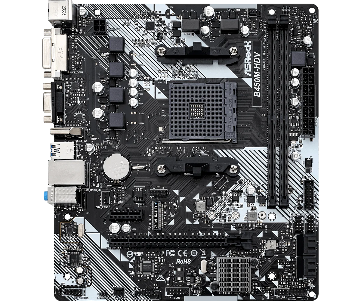 • « ASRock B450M-HDV R4.0 DDR4 Micro-ATX – carte mère AMD fiable – disponible en Algérie »