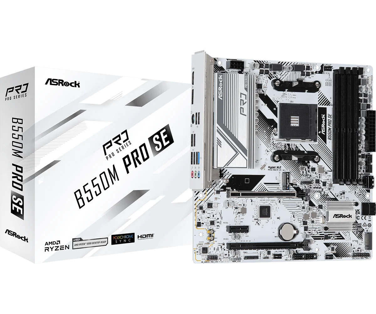 CARTE MERE ASROCK B550M PRO SE AMD AM4 4XDIMMS WHITE