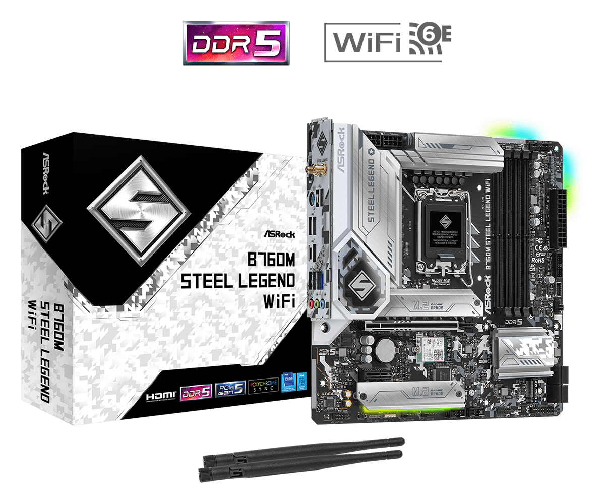 CARTE MERE ASROCK B760M STEEL LEGEND LGA1700 DDR5 WIFI6