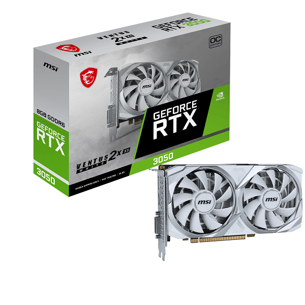 بطاقة رسوميات MSI RTX 3050 VENTUS 2X 8G OC باللون الأبيض