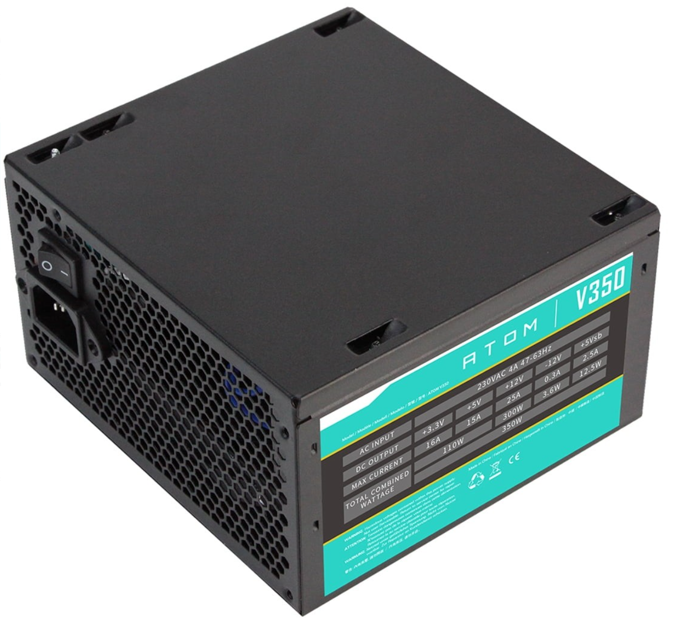 Alimentation compacte ANTEC ATOM V350 350W design noir pour PC de bureau.
