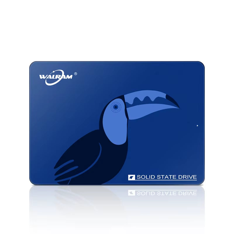 Retail packaging of WALRAM Blue 512GB SATA3 SSD – high-speed storage upgrade