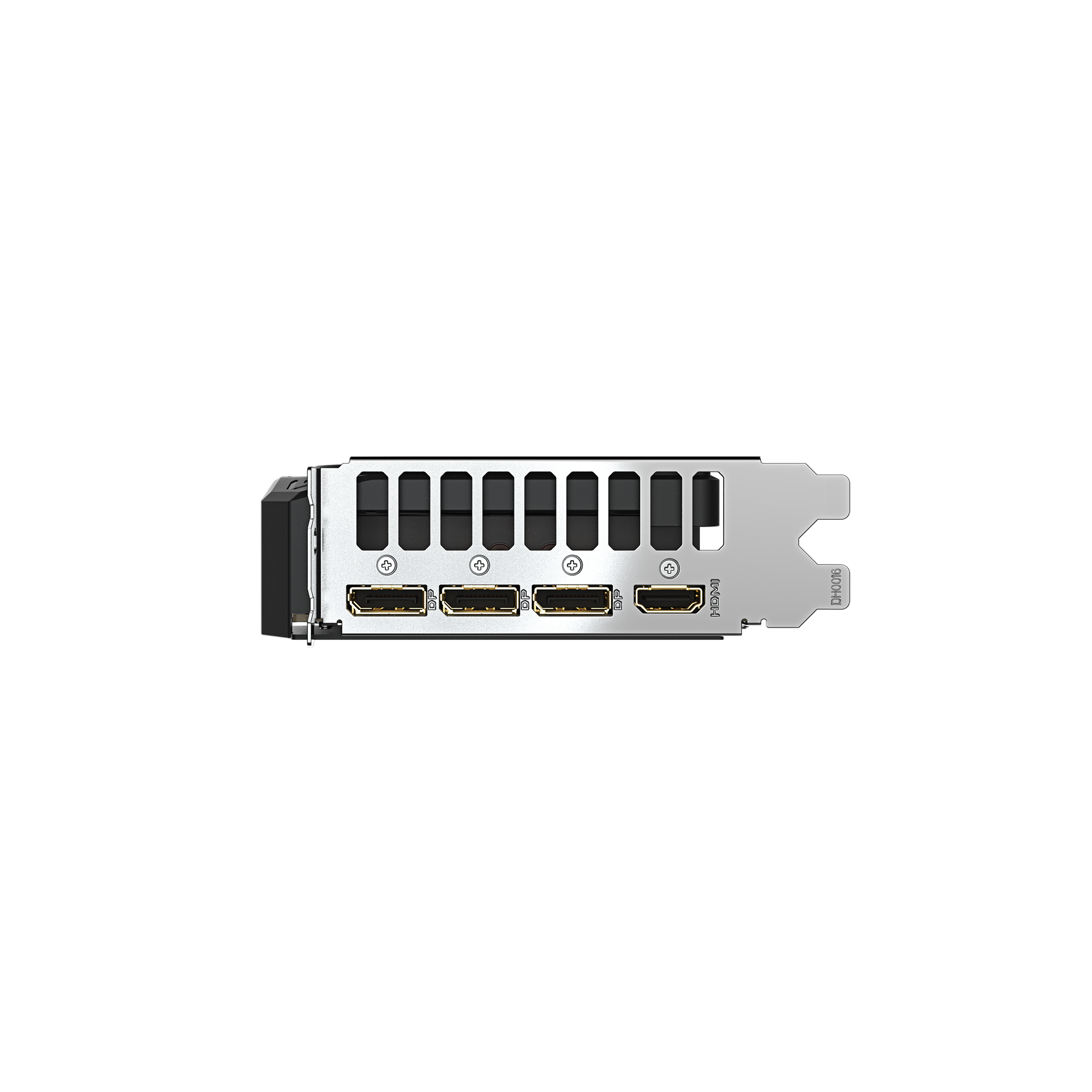 Panneau arrière de la GIGABYTE RTX 5060 Ti avec sorties HDMI et DisplayPort, permettant une compatibilité avec plusieurs écrans et le support 4K en Algérie.