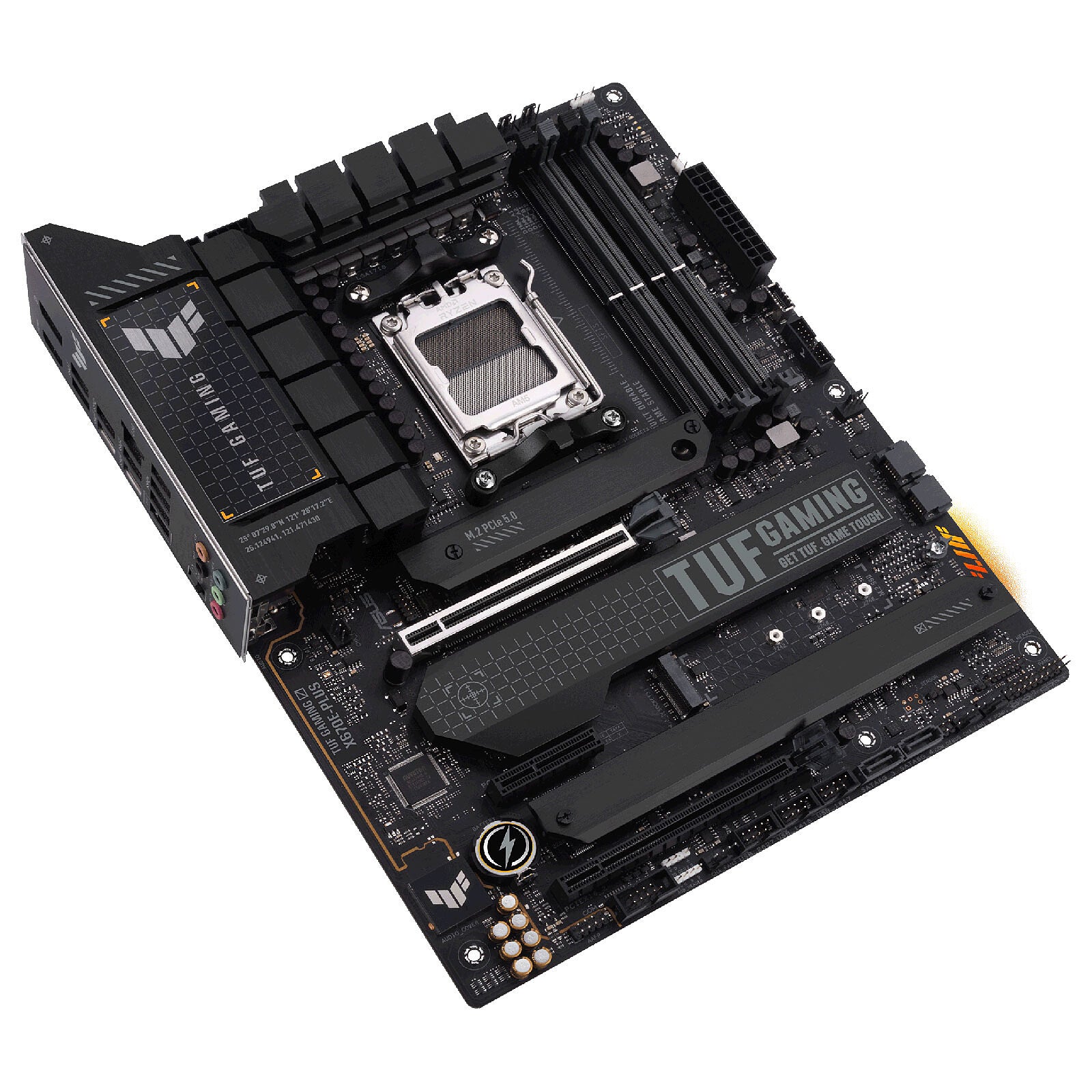 Carte mère ASUS X670E TUF GAMING PLUS au format ATX, robuste et durable, conçue pour des PC gaming puissants et évolutifs en Algérie.