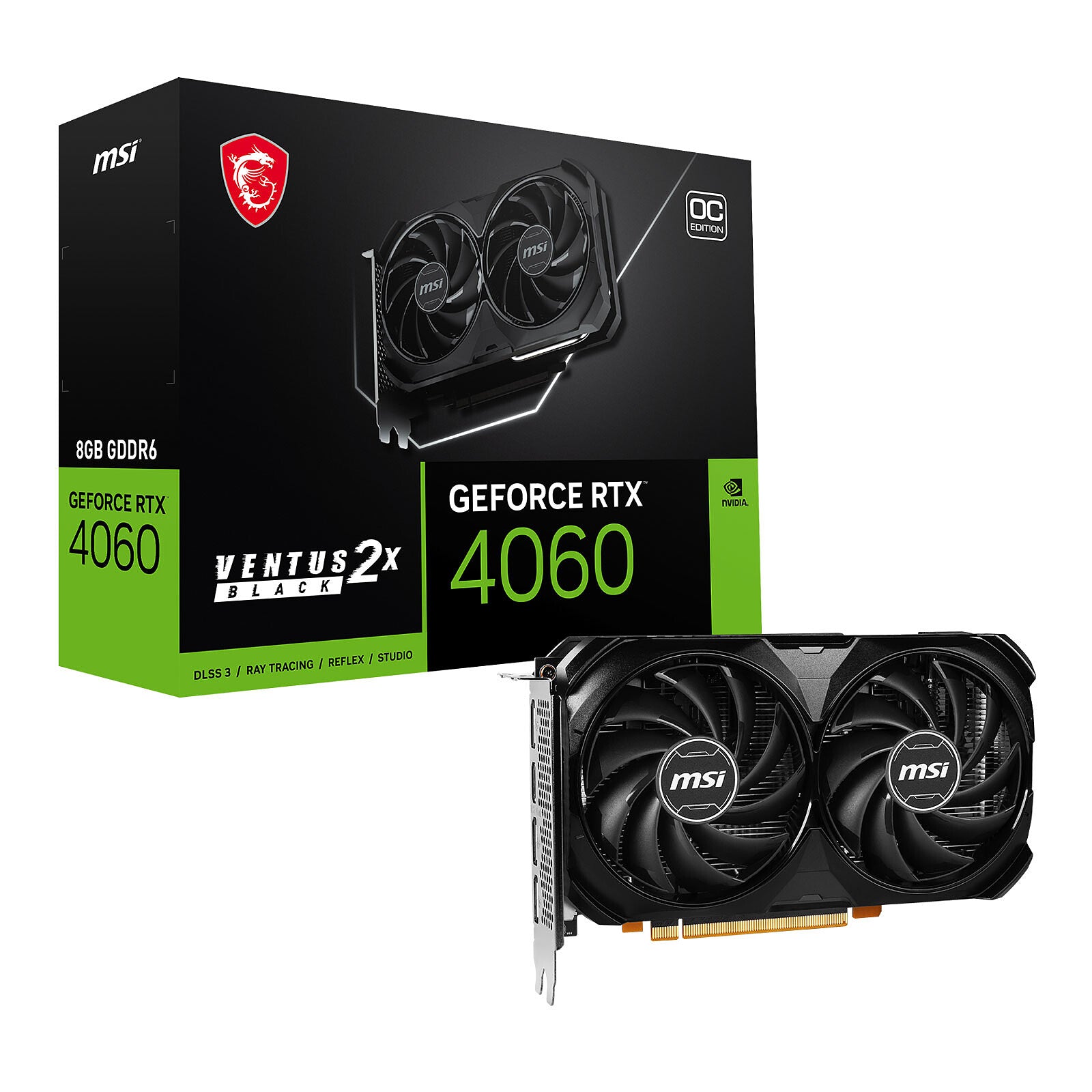 CARTE GRAPHIQUE MSI RTX 4060 VENTUS 2X  8GB GDDR6 OC BLACK