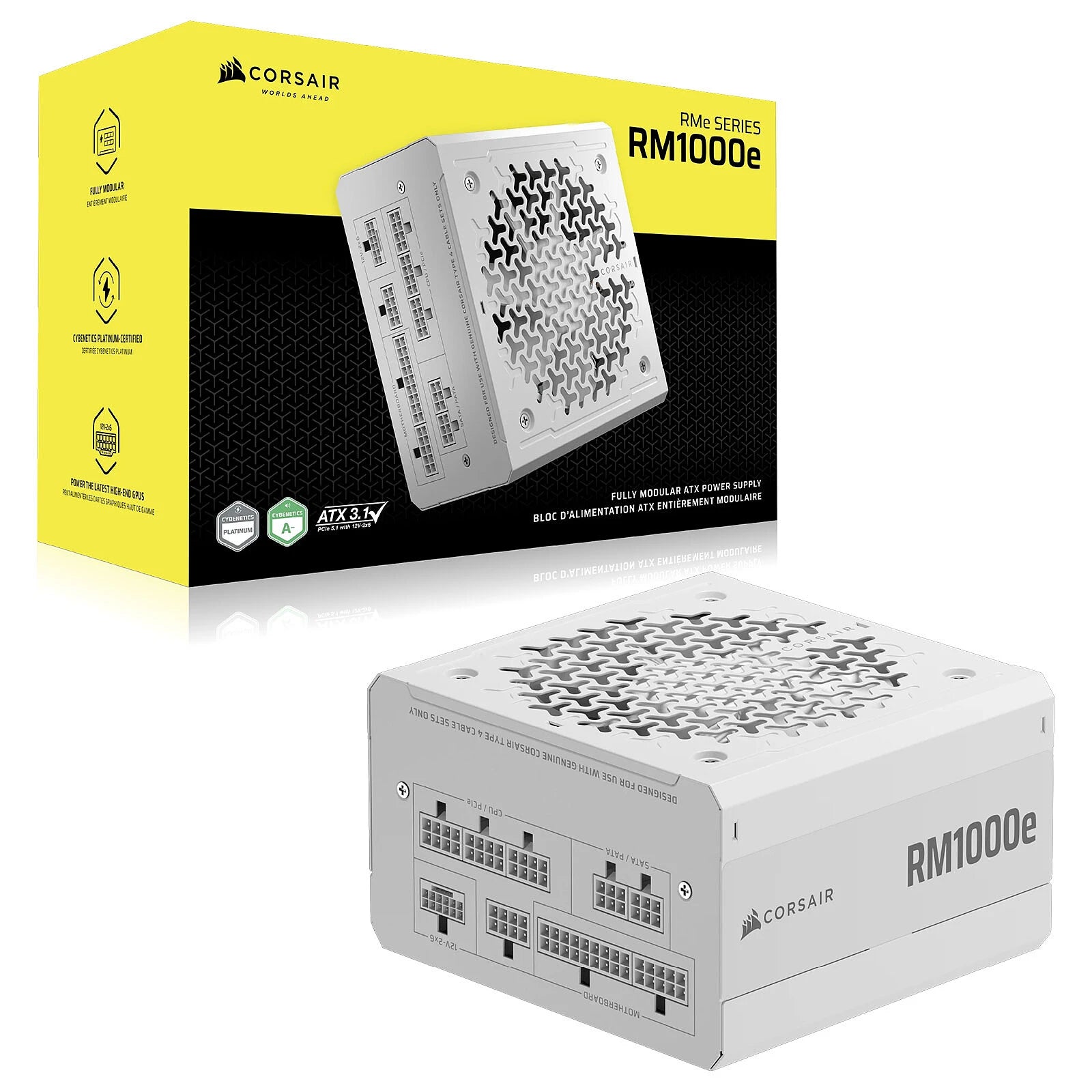 ALIMENTATION CORSAIR RM1000E(2025) FULL MODULAR / SILENT / ATX 3.1/PCI-E 5.1 WHITE