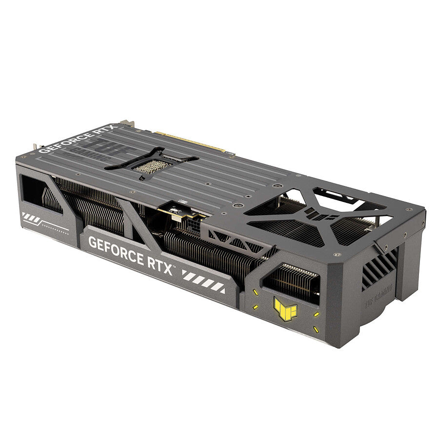 Vue arrière de la carte graphique ASUS RTX 5080 TUF Gaming OC 16GB GDDR7 avec ses ports HDMI et DisplayPort, disponible en Algérie pour configurations multi-écrans