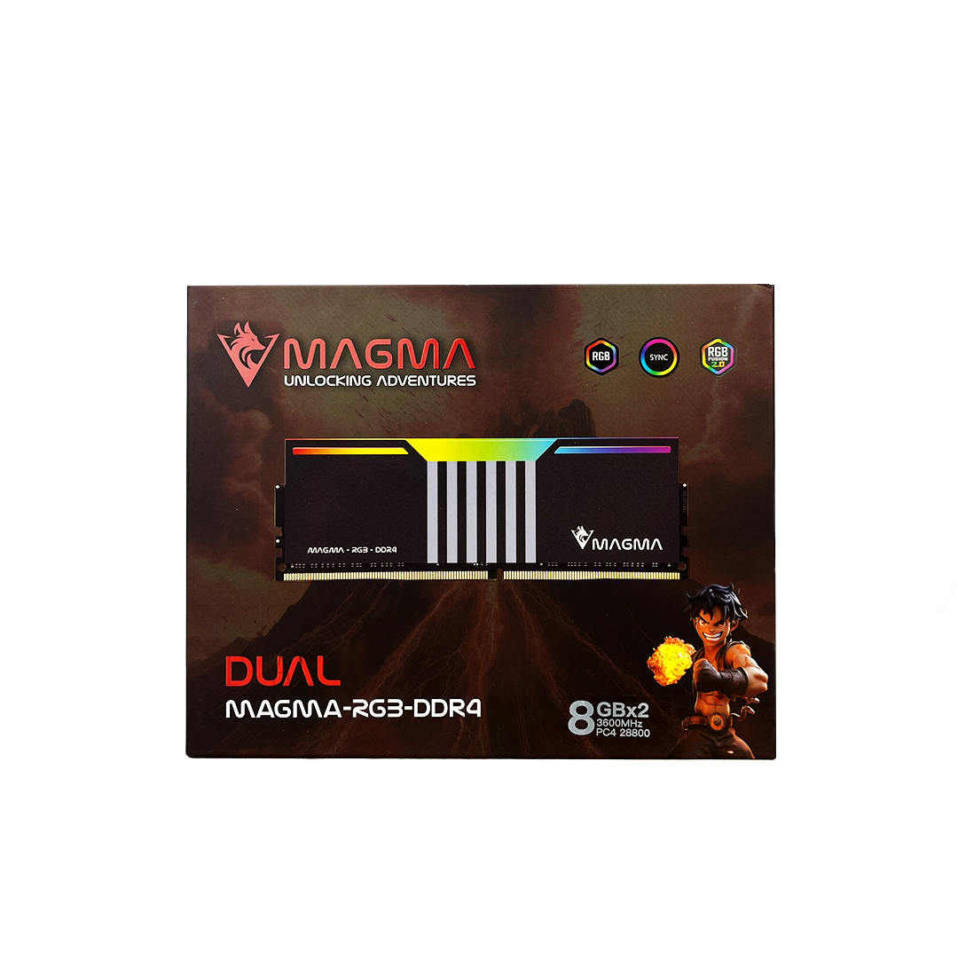 MEMOIRE MAGMA DUAL RGB BLACK 16GB (8GBX2) DDR4 PC3600MHZ