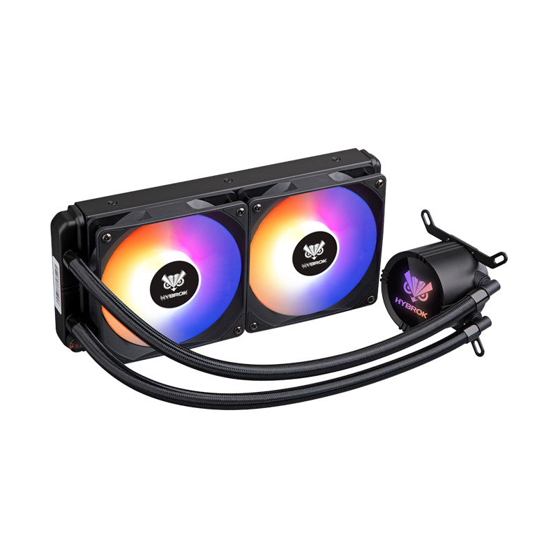 Système de refroidissement liquide Hybrok HL240B noir avec éclairage ARGB et deux ventilateurs 240mm en Algérie
