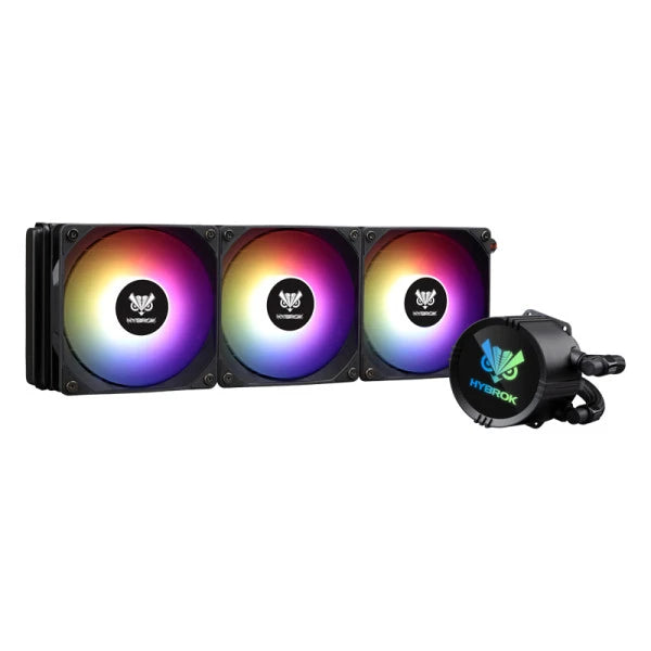 Système de refroidissement liquide Hybrok HL360B noir avec éclairage ARGB et triple ventilateur 360mm en Algérie