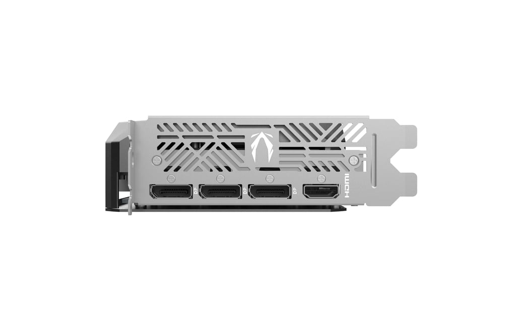 Panneau arrière de la ZOTAC RTX 5060 Ti 16GB avec sorties HDMI et DisplayPort, permettant de connecter plusieurs écrans haute résolution et 4K en Algérie.